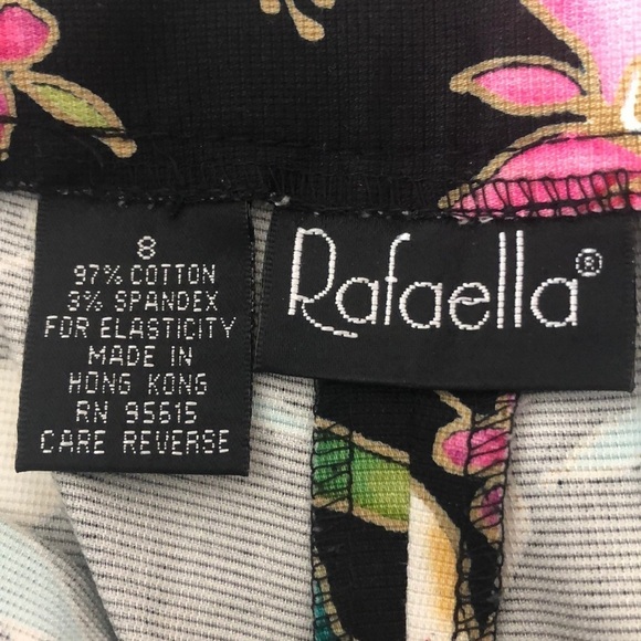 Rafaella Tropical Floral Black Pants 8 - Picture 3 of 8